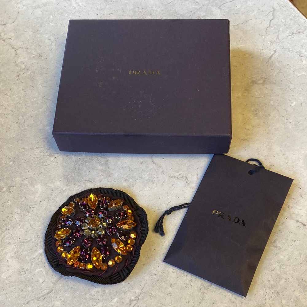 Prada Women's Purple and Gold Hair Brooch
